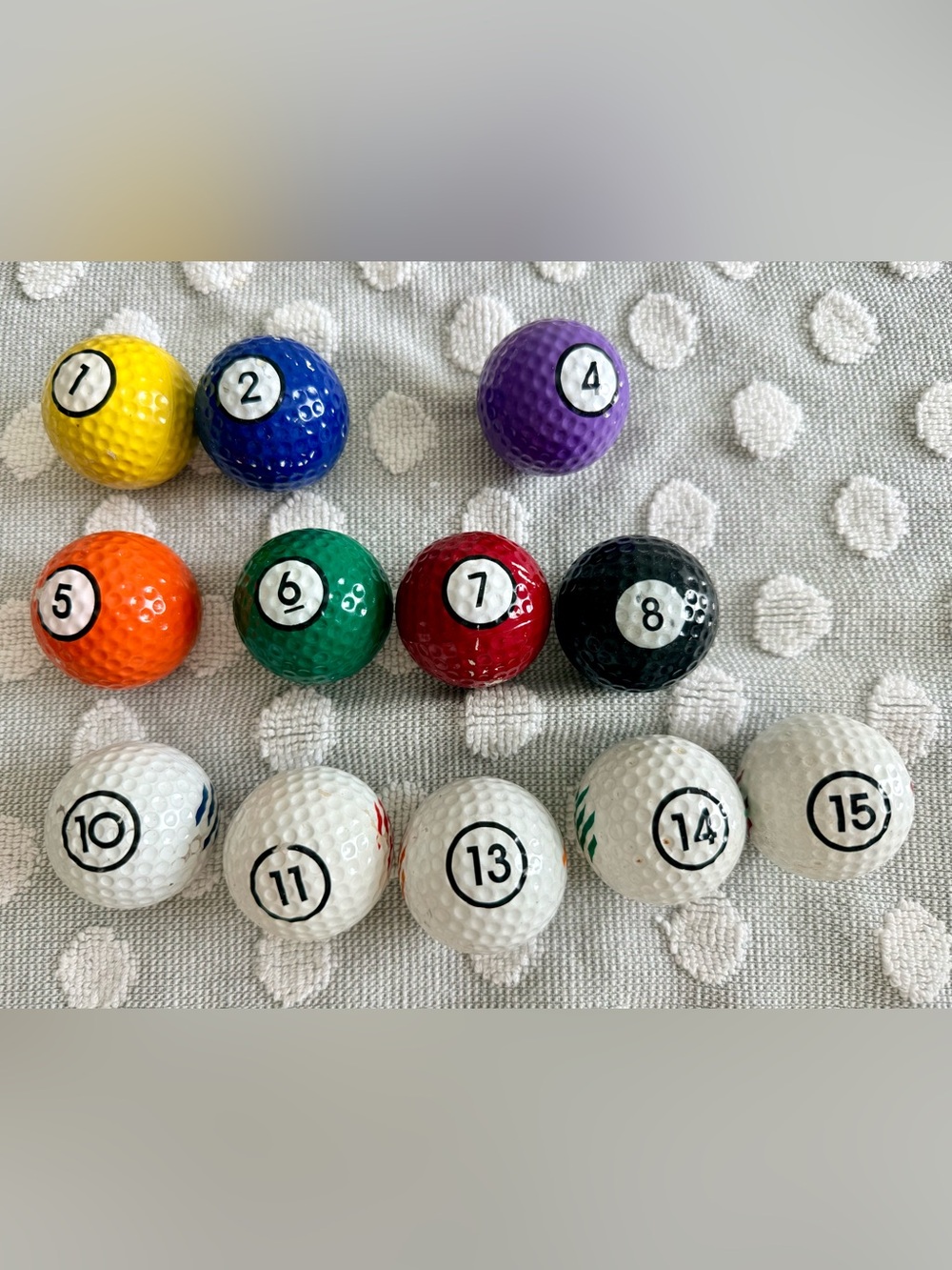 Colorful Numbered Pool Ball Golf Ball Set